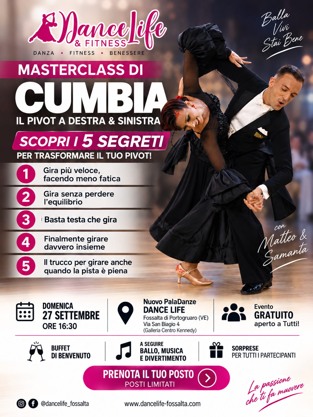 Locandina ufficiale Masterclass di Cumbia con Matteo e Samanta